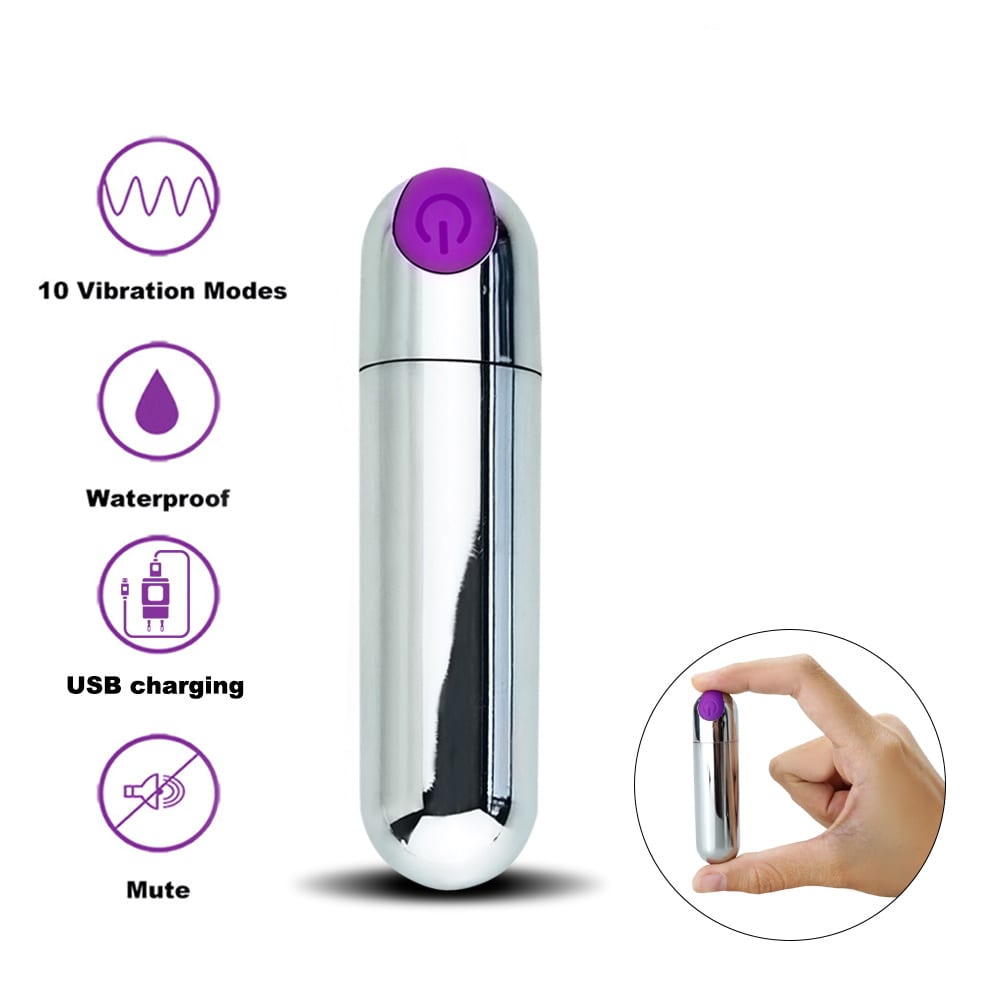 USB Rechargeable Silver Bullet Vibrator For Women