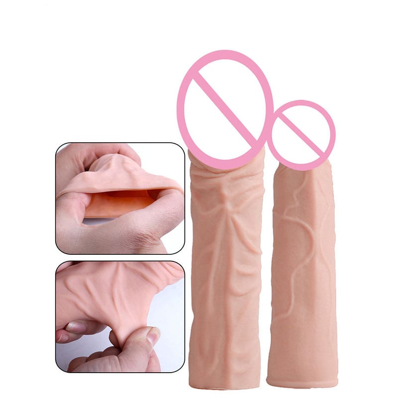 Reusable Condom Penis Sleeve Sex Toys for Men Realistico Dildo Penis Extender Enlargement CockRing Couples Product Intimate Good