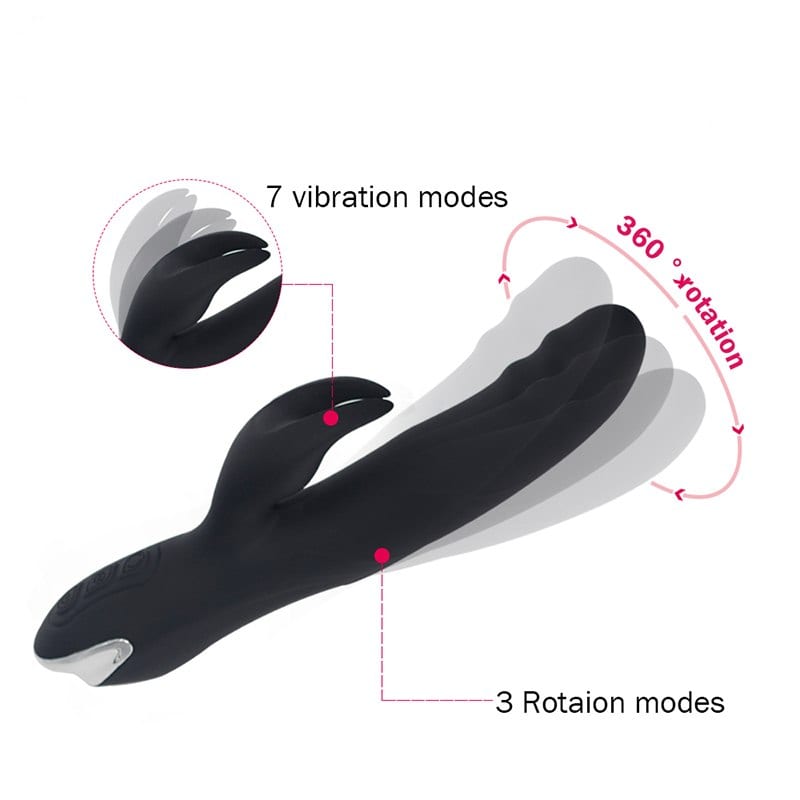 YAFEI 7 speed Silicone Rabbit Vibrator 360 degree rotatable vibrators Rechargeable G spot clitoral stimulator for Women sex toys