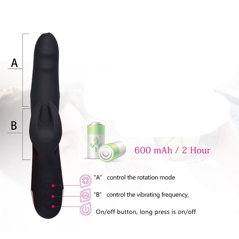 YAFEI 7 speed Silicone Rabbit Vibrator 360 degree rotatable vibrators Rechargeable G spot clitoral stimulator for Women sex toys