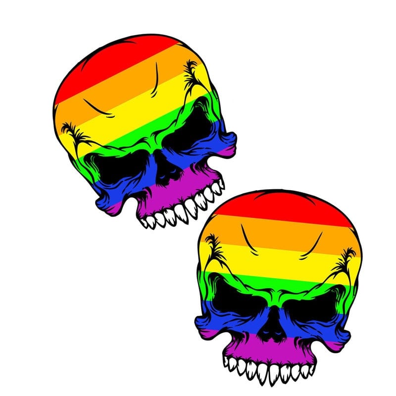 PVC 2X Gay Pride Rainbow Skull Car Stickers