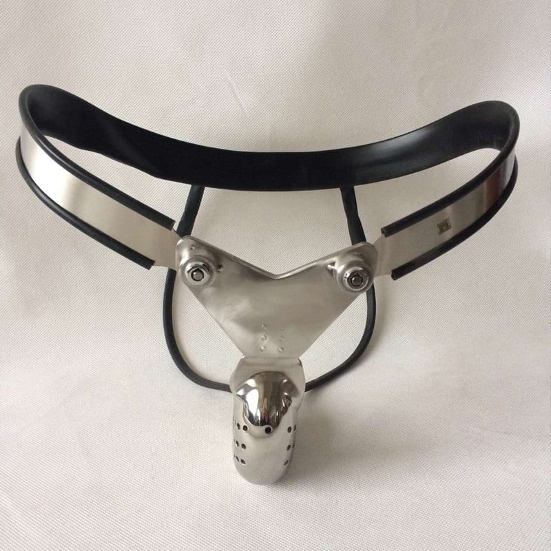 Male Chastity Belt and anal plug,Model-Y Curve Waist Belt Stainless Steel Chastity Cage Sex Toys For Men Penis Restraint Device
