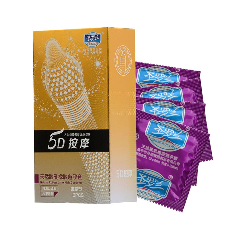 24Pcs/Lot 5D  Dotted Thread Ribbed G-Point Latex Condoms Contraceptives Big Particle Spike Condom For Men Sex Products