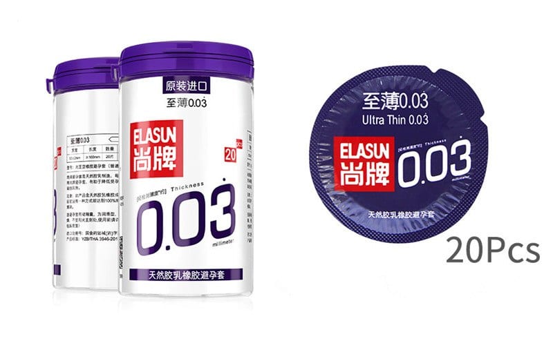 ELASUN 20 PCS condoms for men Ultra thin 0.03mm Natural Latex condom Lubrication Condom Contraception Sex Toys Sex Products