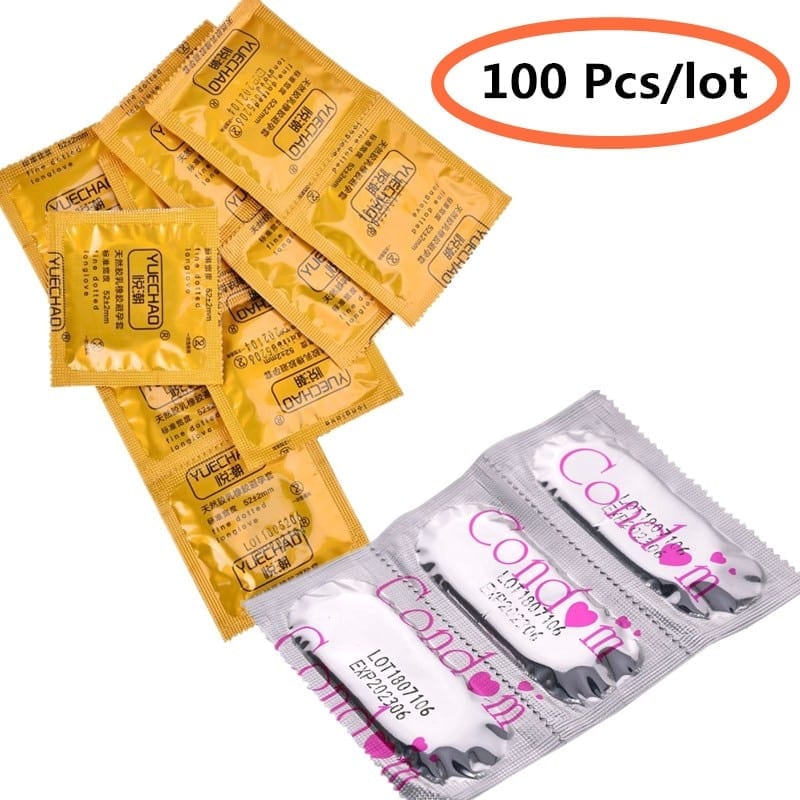 100pcs/lot Bulk Lubricated Natural Rubber Latex Condoms Penis Condoms for Men Contraception Tools Sex Toy for Couples F6-2