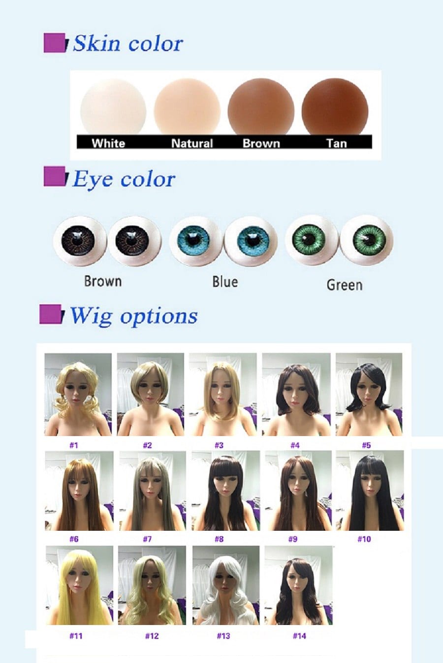 Sex Doll Head With Many Size