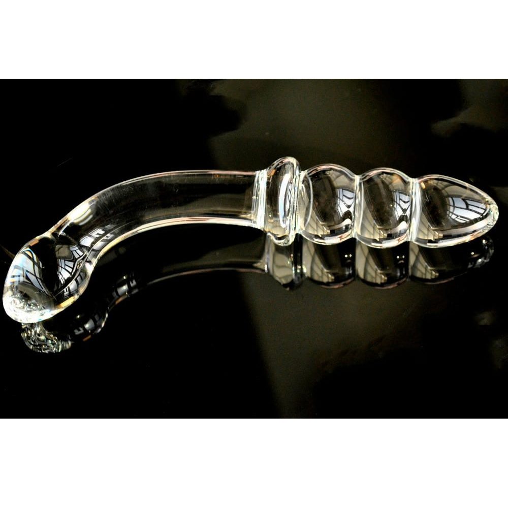 Curved Glass Dildo | Beaded Dildo | Free Global Delivery