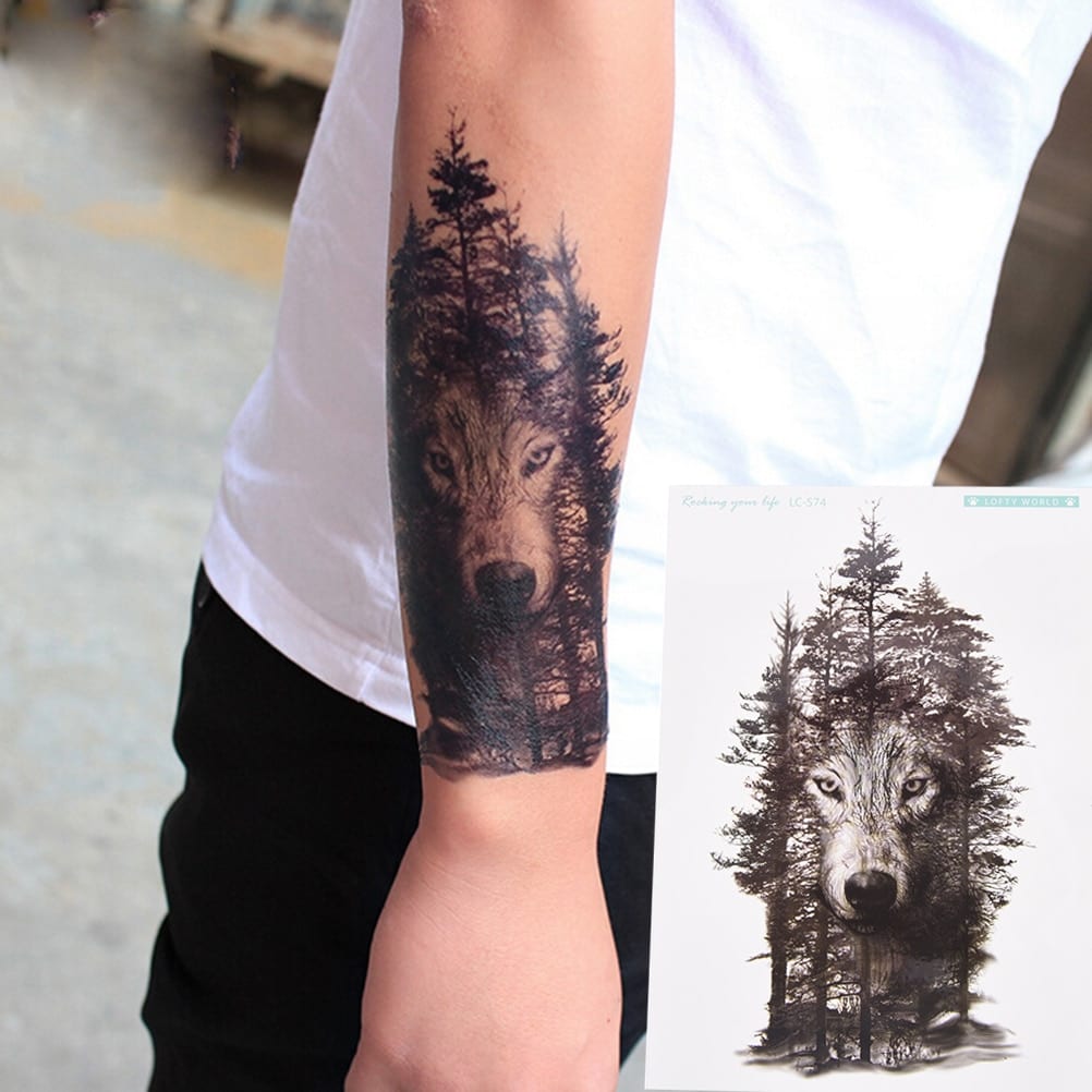 Wolf Sleeve Tattoo | Fake Sleeve Tattoos | Free Global Delivery