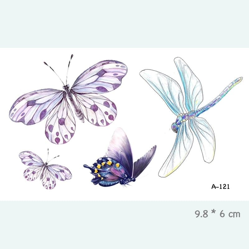 Wyuen Bird Temporary Tattoo for Adult  Waterproof Tatoo Stickers Body Art Beautiful 3D Butterfly Fake Tattoo for Women A-078