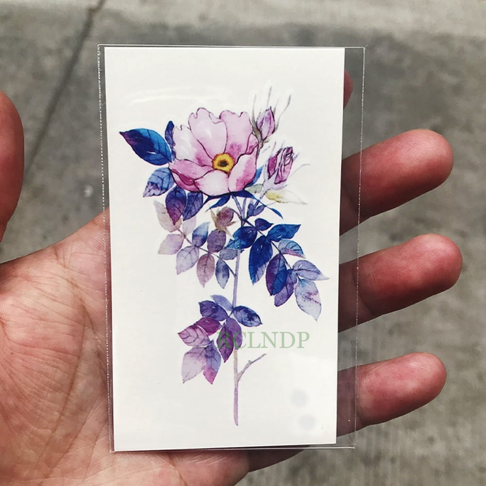 24 designs flower Waterproof temporary tattoo sticker lotus leaf girl lavender tatto stickers flash tatoo fake tattoos for women
