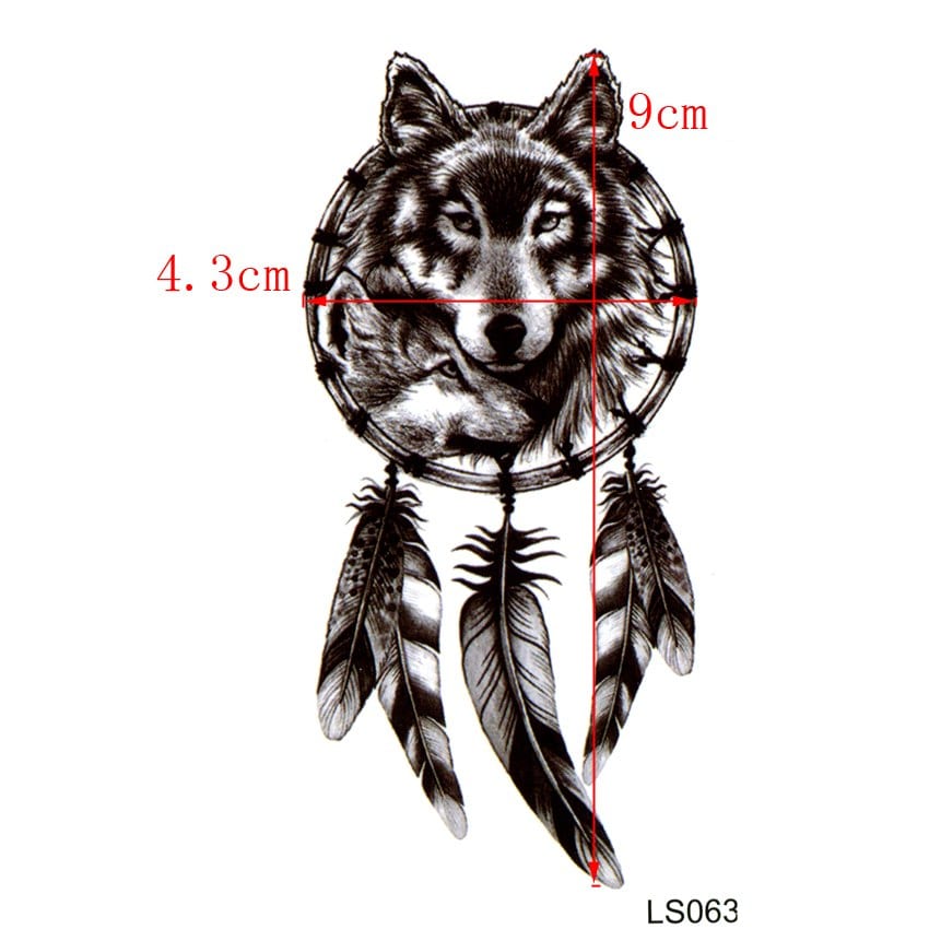 Black Wolf Waterproof Temporary Tattoos Men harajuku Beauty animal tatouage  tatoo kids stickers Halloween Feather Henna Tattoo
