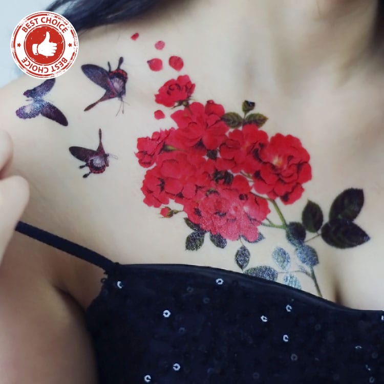 Rocooart QC678-698 women makeup tatuajes tattoo sleeves Body Art pomegranate Flowers Temporary Flash Tatoos Sticker tatuagem