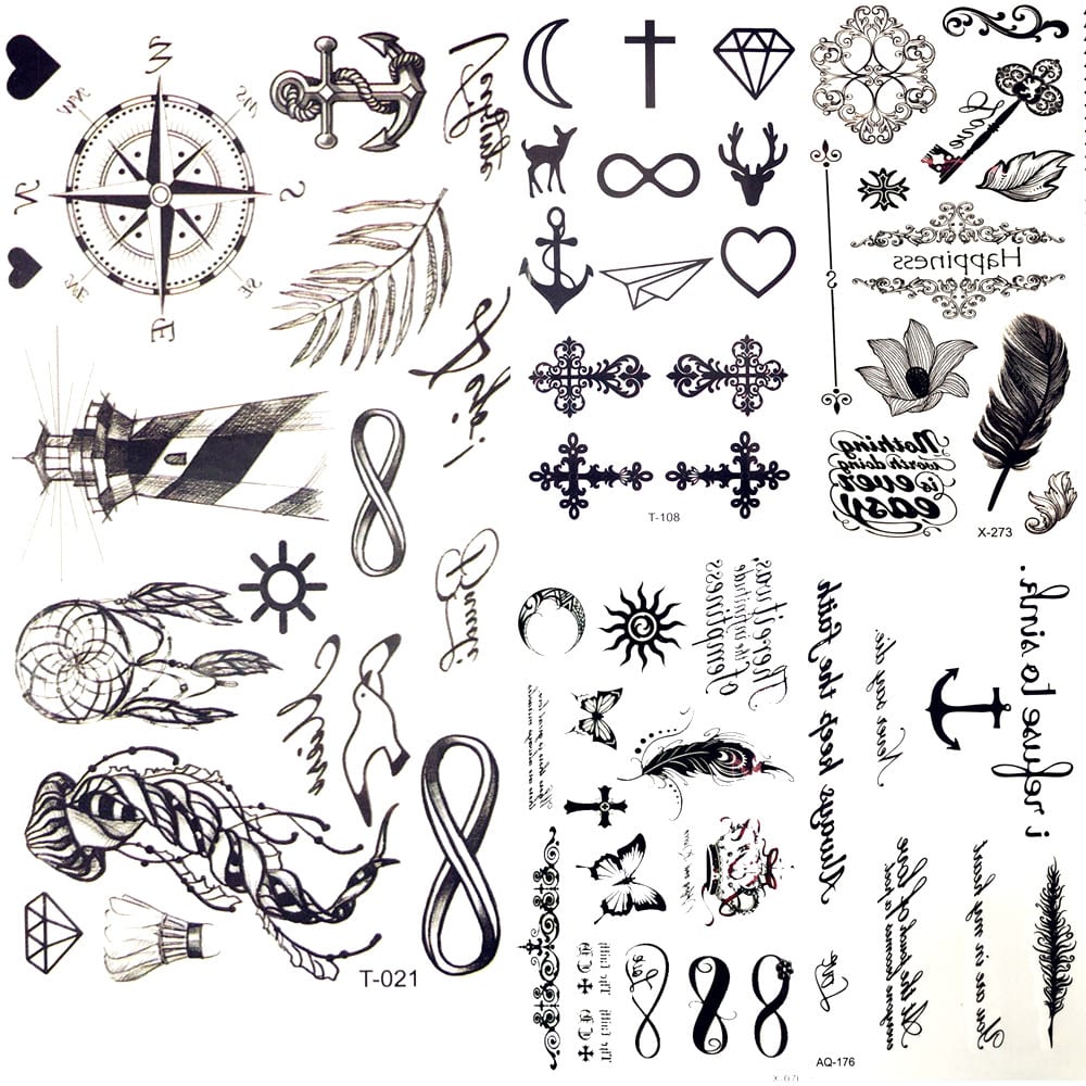Little Gadgets Infinity Water Transfer Tattoo Black Compass Endless Tatoo Women Body Arm Hand Art Temporary Tattoo Stickers Men