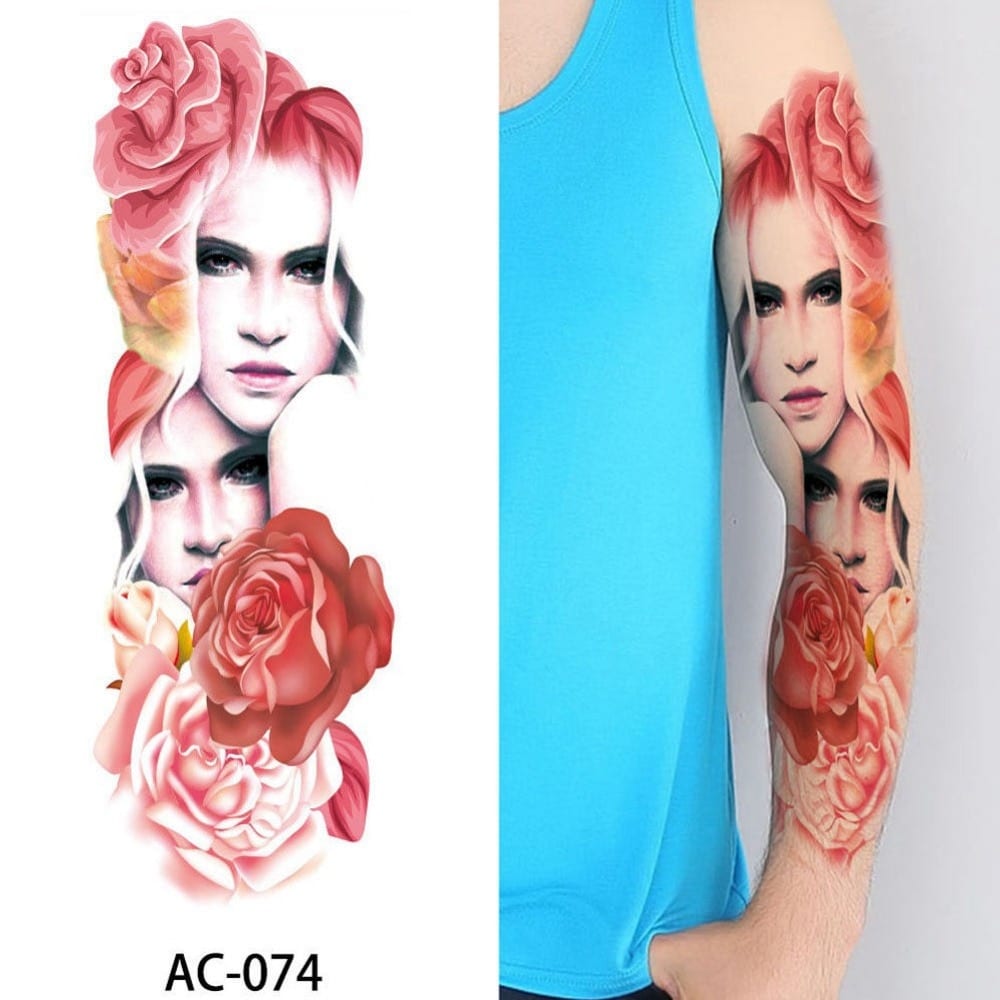1Pc Sexy Waterproof Temporary Tattoo Sticker Full Arm Sleeve Large Skull Tatoo Stickers Fake Fattoos for Men Women #272596