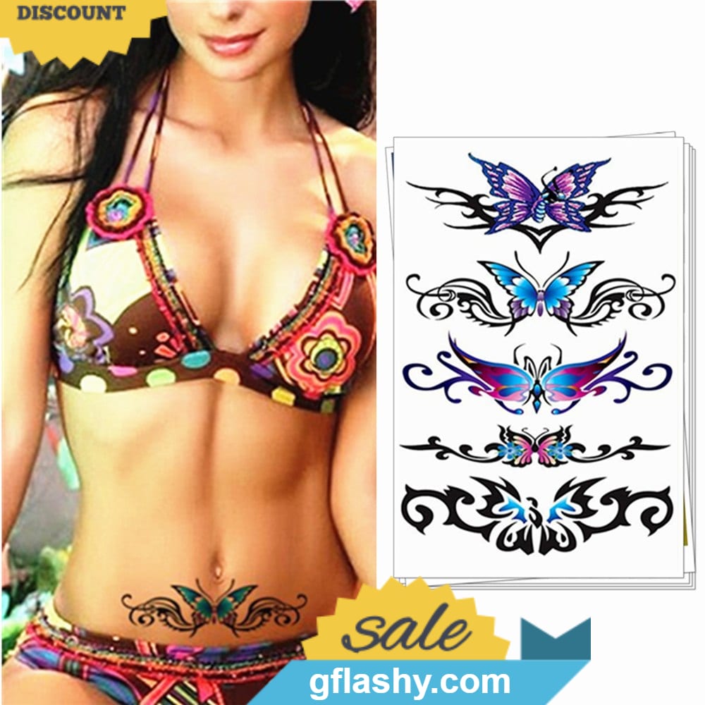 Nu-TATY Sexy Butterfly 3d Garland Temporary Tattoo Body Art Flash Tattoo Stickers 17*10cm Waterproof Fake Tatoo Henna tools