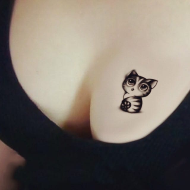 Waterproof Temporary Tattoo Sticker breast cute cat kitty tatto stickers flash tatoo fake tattoos for girl women