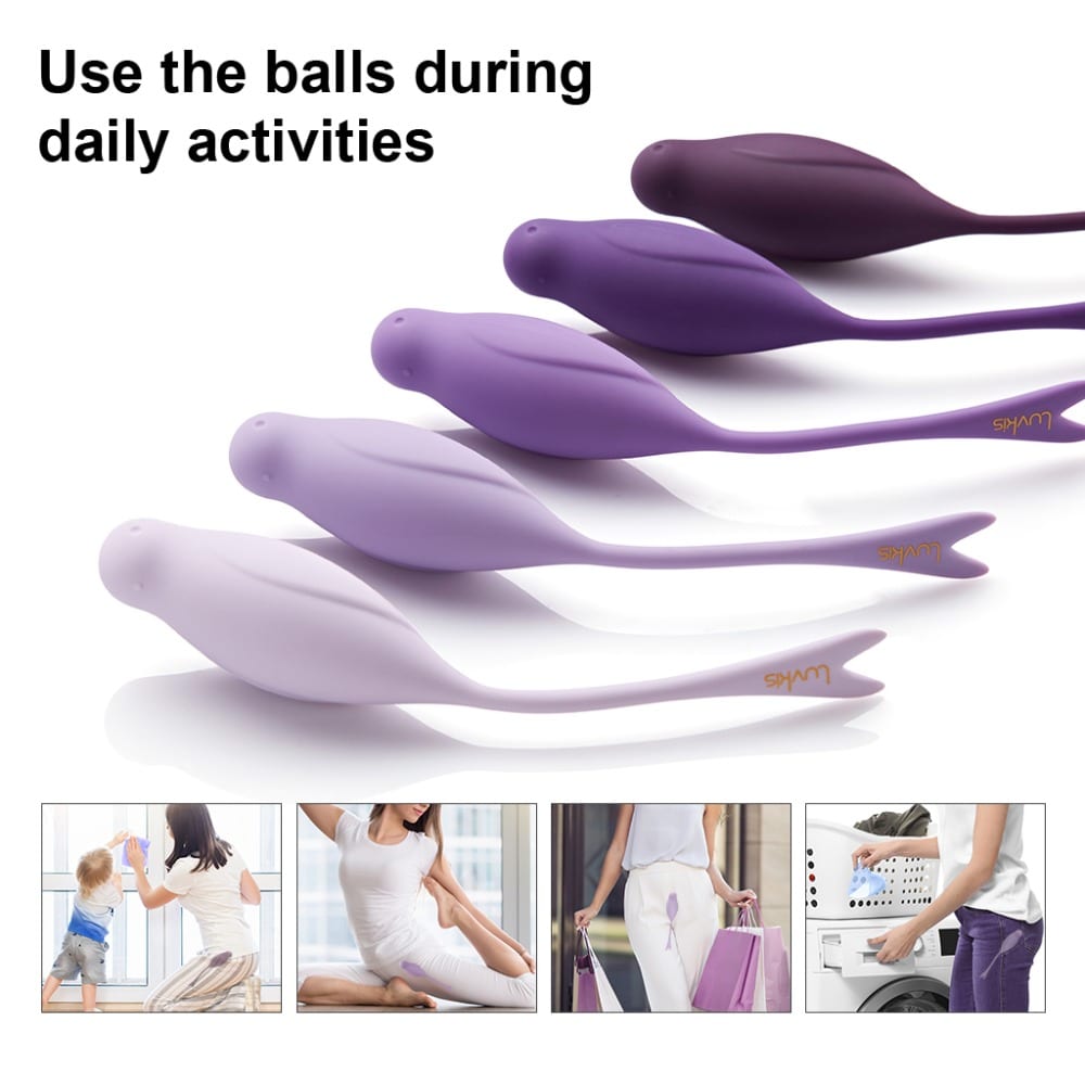 Luvkis 5 PCS Set Ben Wa Balls Tighten Training Exercise Love Egg Medical Silicone Anus or Vagina Balls Sex Toys for Women Purple