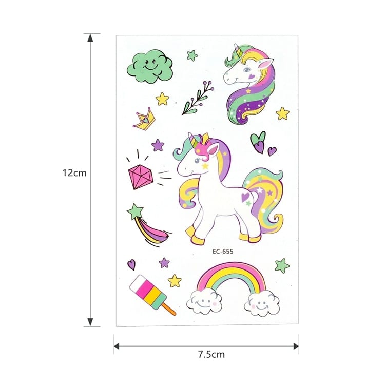 FENGRISE 1pc Disposable Tattoo Sticker Unicorn Party Decor Baby Unicorn Birthday Party Favors Temporary Unicorn Party Supplies