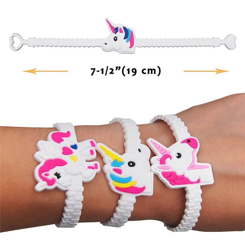 Unicorn Party Rubber Bangle Bracelet Keychain Birthday Party Decorations For Kis Favors Colorful Unicorn Decor Party Supplies