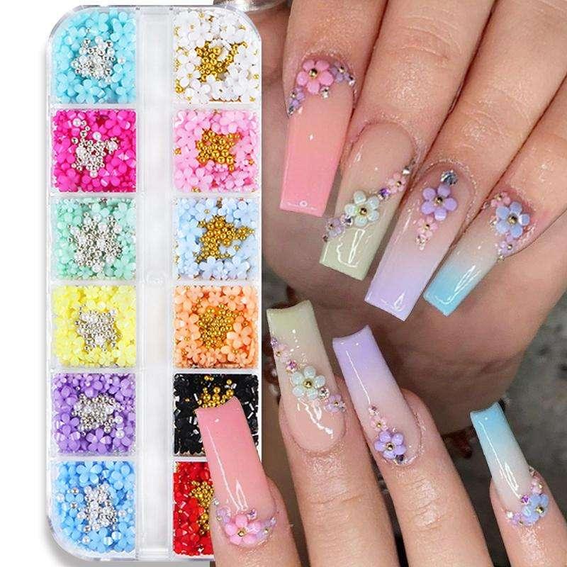 Flower Acrylic Nails 12/6 Grids