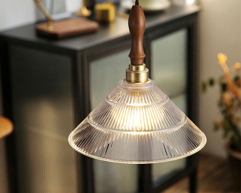 wood glass pendant light