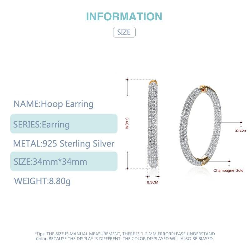 Diamond Hoop Earrings For Women 34mm