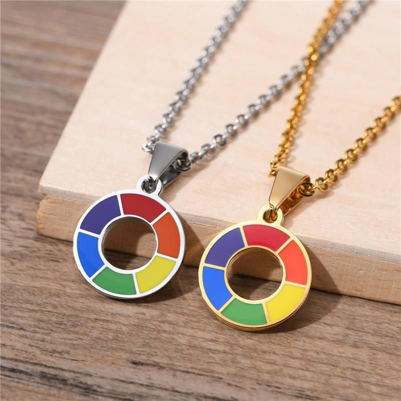 Rainbow Pendant | Lesbian Round Jewelry