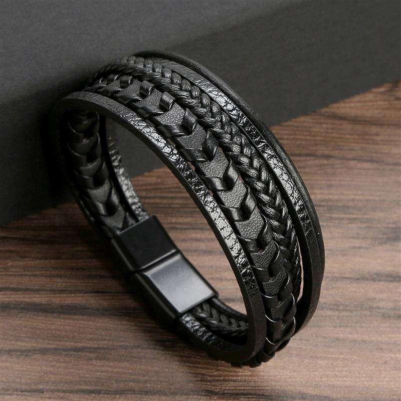 Black Leather Bracelet | Leather Wrist Cuff