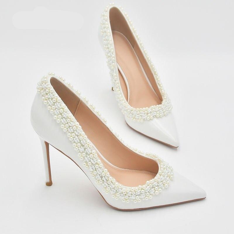 Pearl Wedding Shoes | White Heels