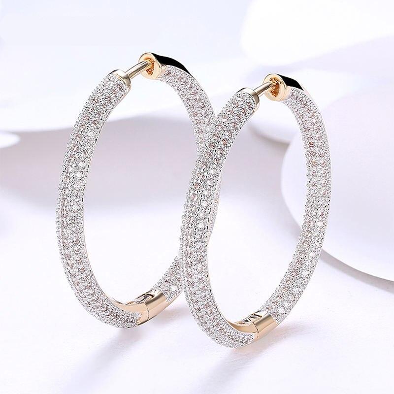 Diamond Hoop Earrings For Women / 34mm