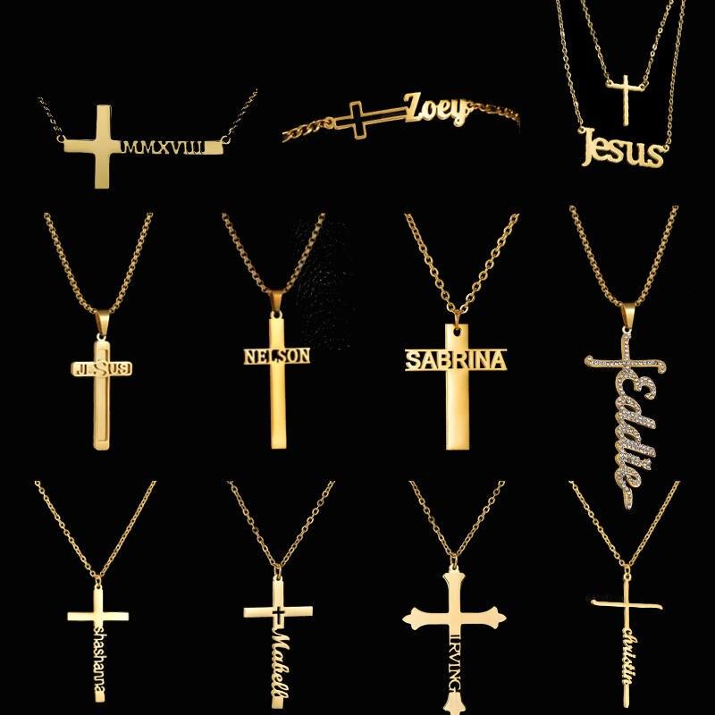 Customized Cross Necklace | Jesus Pendant | Nameplate Necklace | Christmas Gift