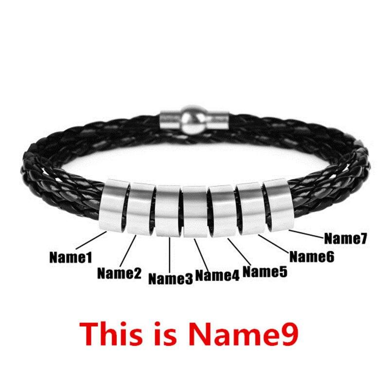 Personalized Mens Bracelet | Genuine Leather Bracelet | Magnetic Buckle Bracelet | Gift for Husband, Kids Name