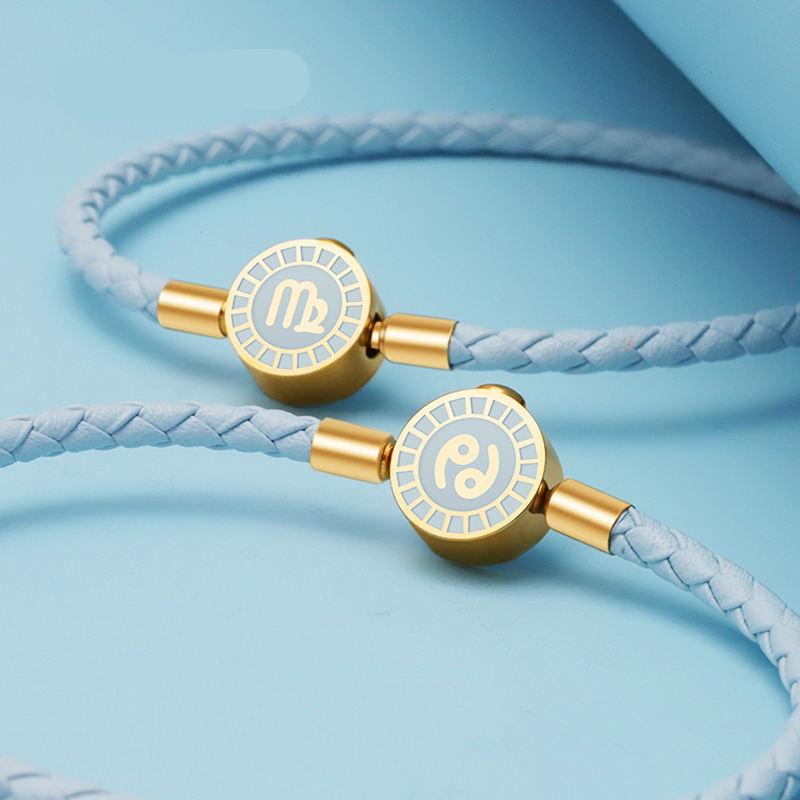Zodiac Bracelet | Braided Leather Bracelet | 18k Gold Plated | Constellation jewelry | Gift Mom, Sister