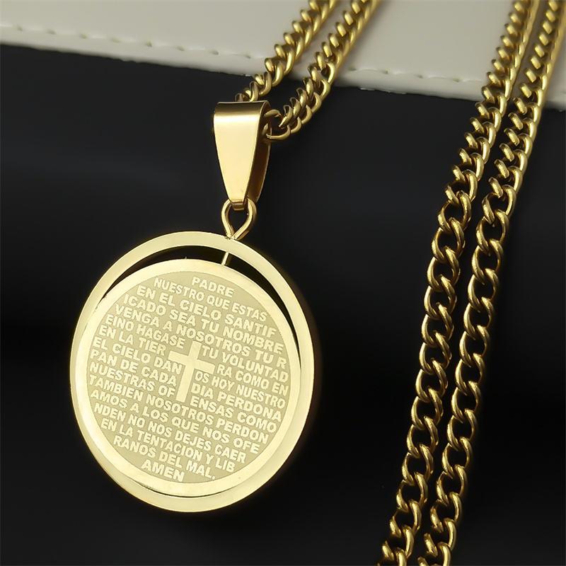 Bible Verse Necklace | Stainless Steel Jewelry | Pendant Men Women | Thick & Solid Disc, Bible Lover Gift