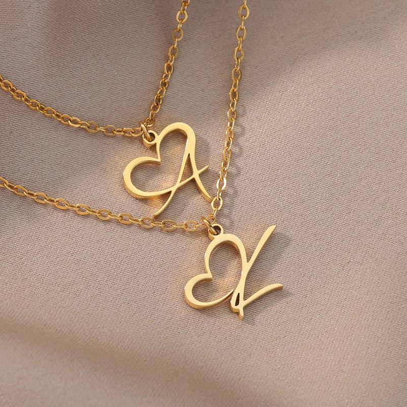Initial Letter Necklace | Heart Initial Necklace | Custom Letter Necklace for Lover | Christmas Gift