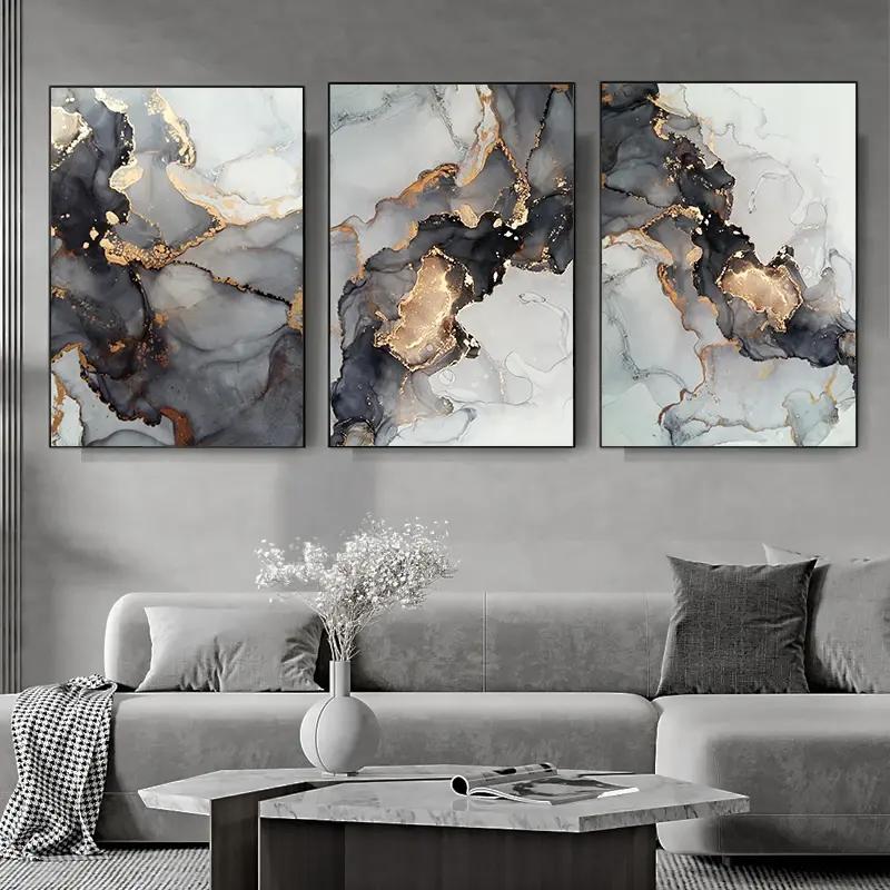 Gold And Black Abstract Art