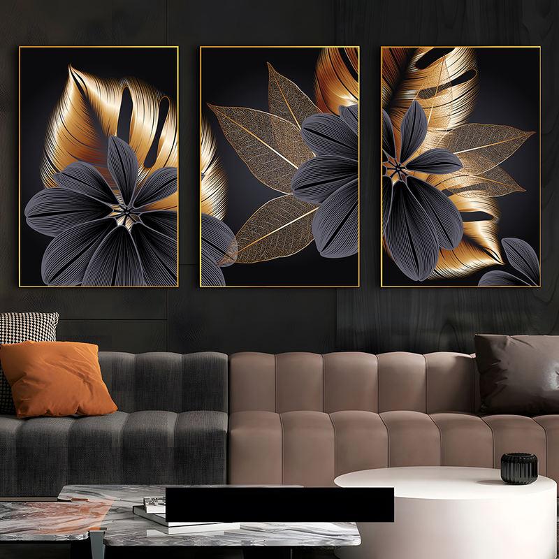 Gold Leaf Painting on Canvas | Luxury Wall Art | Nordic Style Home Decor | Picture & Print