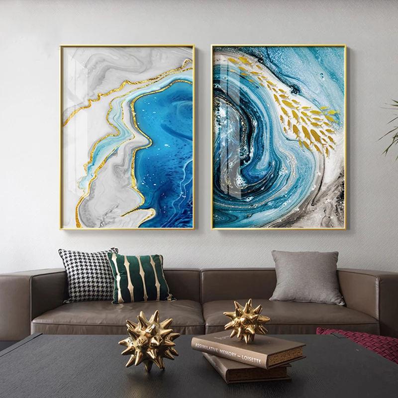 Abstract Watercolor Wall Art | Lines Painting Art | Canvas Prints | Living Room Decoration