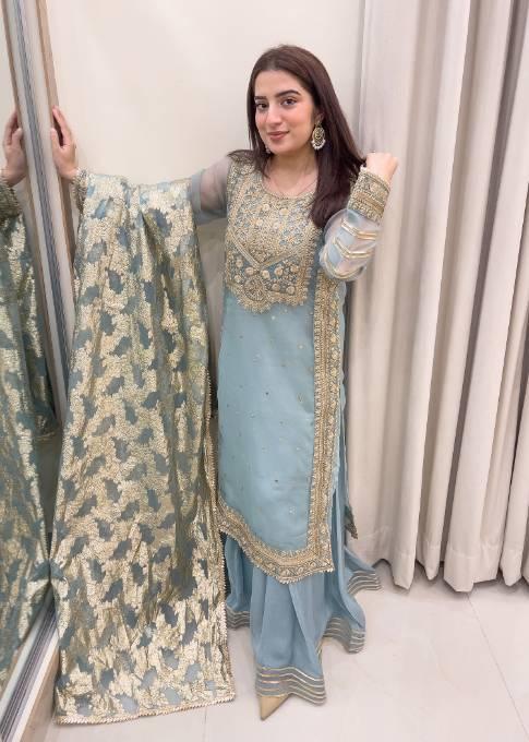 Eid Festival Dress | Party Wear Dress | Simple Dress | Organza Dupta | Kurta Set